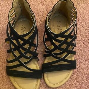 Journee Collection Black Strappy Sandals